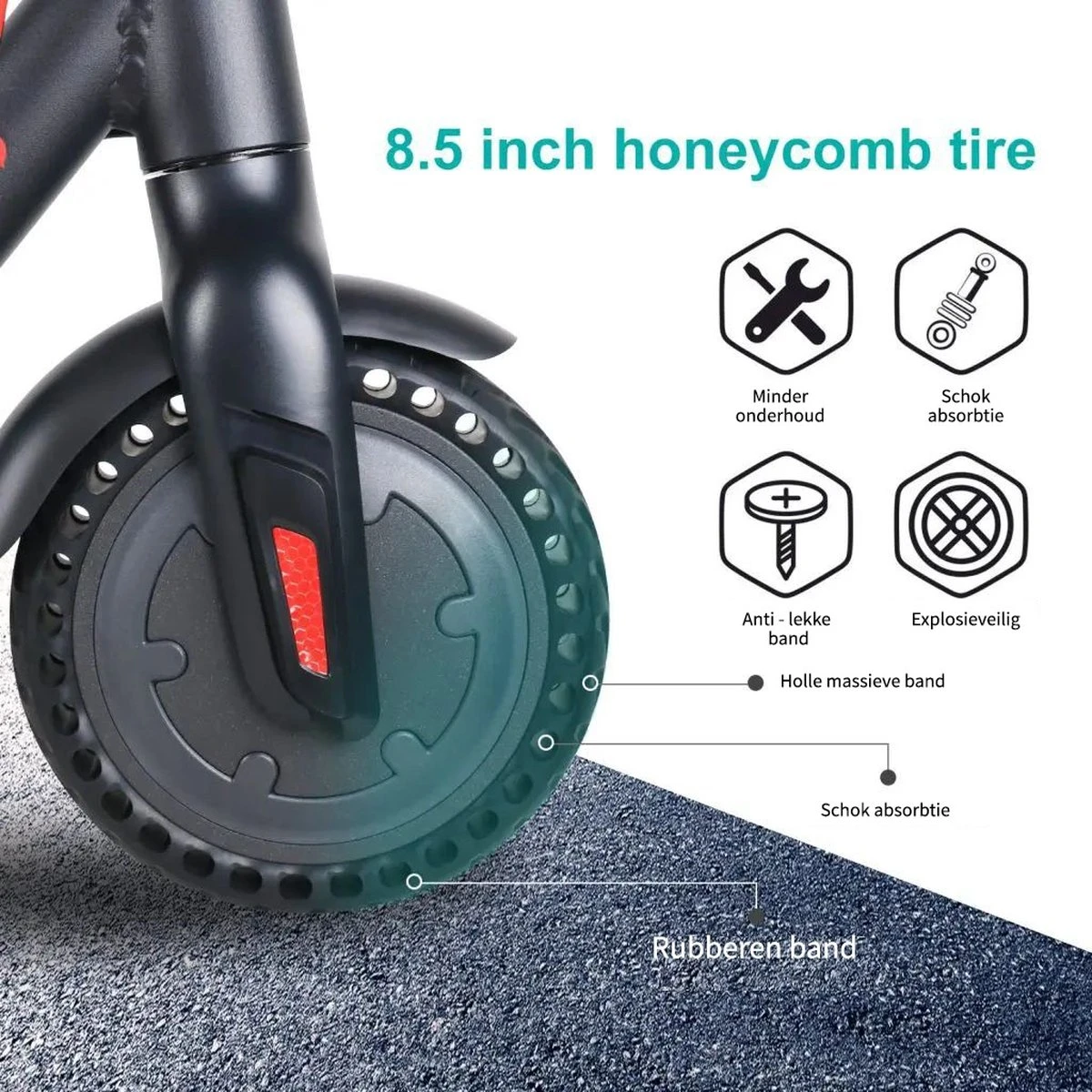 Kick&Move - Elektrische Step - E Scooter - Anti Lek Banden - 32 Km/u - App - LED Verlichting - Cruise Control - Schokbestendige Wielen - Anti Diefstal Optie 4 Kick&Move - Elektrische Step - E Scooter - Anti Lek Banden - 32 Km/u - App - LED Verlichting - Cruise Control - Schokbestendige Wielen - Anti Diefstal Optie - Afbeelding 2