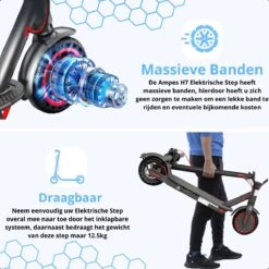 Elektrische Step - Ampes - 35KM Bereik - 350W - Opvouwbaar - 30km/h - 10.5Ah Batterij - 8.5" Anti-Lek Banden - H7 -Fietswereld Verkoop 1200x1200 884