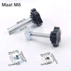 10 Stuks - Klemschroef Met Draaiende Knop - Sterschroef - Duimschroeven - Schuifmoeren - Gekartelde Klemknoppen - Draai Bouten - Vervangende Ster Handknop - Aanhaalschroef - M8 * 50mm - Zwart -Fietswereld Verkoop 1200x1200 893