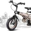 Merkloos Kinderfiets Metallic Taupe Goud Met Zijwieltjes 16 Inch | Handremmen | Jongens | Meisje | Cadeau | Sinterklaas | Kerst | Verjaardag | Peuter | Kleuter | Driewieler | Gepersonaliseerd -Fietswereld Verkoop 1200x738