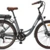 Elektrische Stadsfiets 26 '' (F264) - Stalen Frame - 6 Versnellingen Shimano - Schijfremmen - 10 Ah - Grijs -Fietswereld Verkoop 1200x776