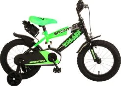 Volare Sportivo Kinderfiets - Jongens - 14 Inch - Neon Groen/Zwart - 95% Afgemonteerd