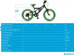 Amigo Fun Ride - Mountainbike 20 Inch - Voor Jongens En Meisjes - Met 7 Versnellingen - Zwart/Groen -Fietswereld Verkoop 1200x885 1