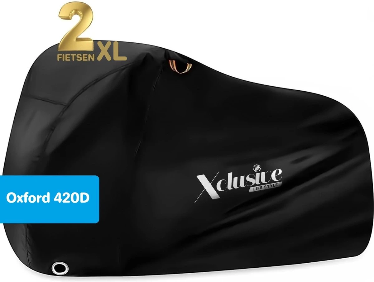 Xclusive-lifestyle® Fietshoes XXL - Universeel - 1 Of 2 Fietsen - Ultra Oxford 420D Zeer Sterk En Extra Dik - Bakfietshoes - Fietscover - Waterdichte PU Coating - Met Opbergtas En Zadelhoes 3 Xclusive-lifestyle® Fietshoes XXL - Universeel - 1 Of 2 Fietsen - Ultra Oxford 420D Zeer Sterk En Extra Dik - Bakfietshoes - Fietscover - Waterdichte PU Coating - Met Opbergtas En Zadelhoes