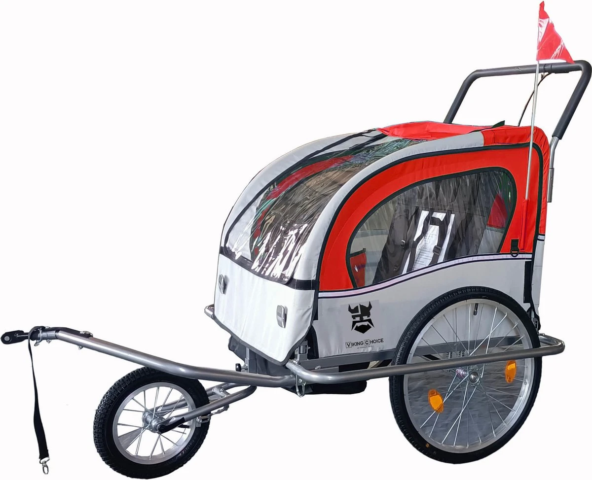 Fietskar Kind - Fietsaanhanger - Met Schokbreker - Rood 4 Fietskar Kind - Fietsaanhanger - Met Schokbreker - Rood - Afbeelding 2