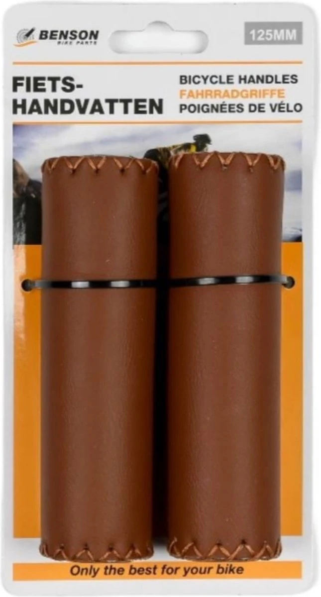 Benson Fietshandvatten Set - Kunstleer - 125 Mm - Cognac Bruin 4 Benson Fietshandvatten Set - Kunstleer - 125 Mm - Cognac Bruin - Afbeelding 2