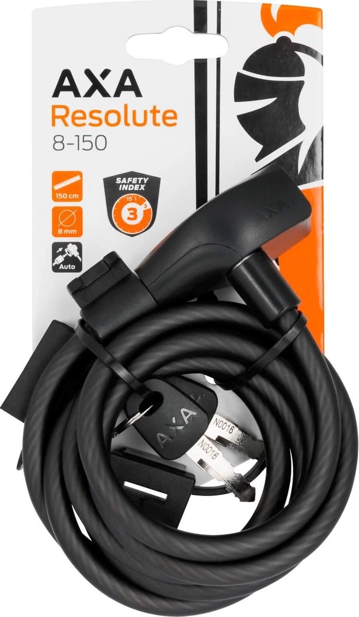 AXA Resolute 8/150 Kabelslot – Slot Voor Fietsen - Gebruiksvriendelijk - 150 Cm Lang - Diameter 8 Mm - Zwart 3 AXA Resolute 8/150 Kabelslot – Slot Voor Fietsen - Gebruiksvriendelijk - 150 Cm Lang - Diameter 8 Mm - Zwart
