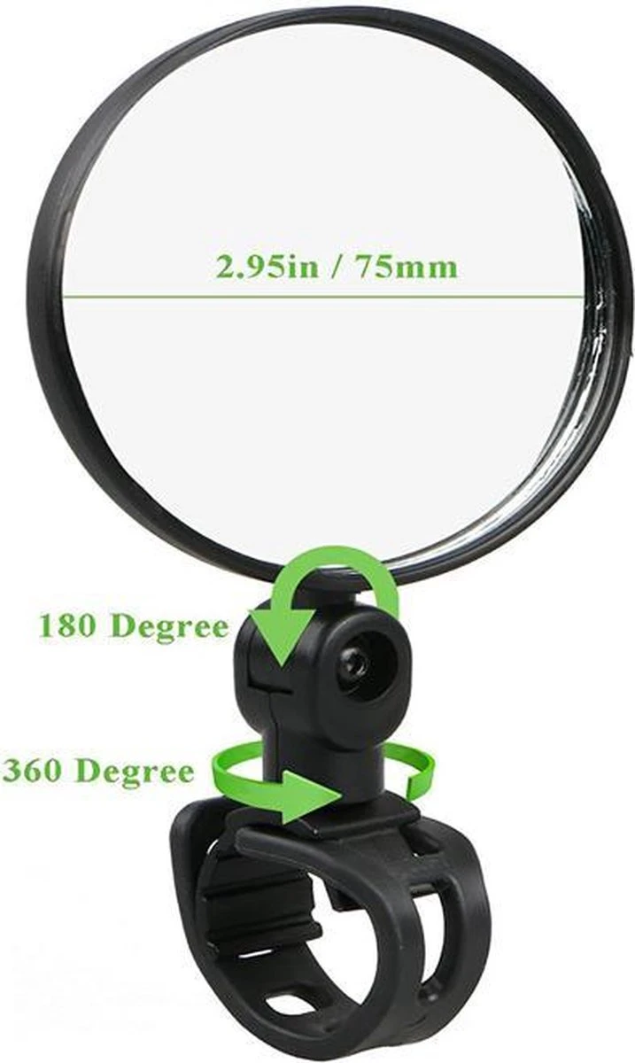 BeConfident® Fietsspiegel – Fietsspiegel E-Bike – Verstelbaar – Reflector – Fietspiegel - Zwart – Elektrische Fiets – Achteruitkijkspiegel – Sport – Veiligheid – Reflectie - Fietspigel 4 BeConfident® Fietsspiegel – Fietsspiegel E-Bike – Verstelbaar – Reflector – Fietspiegel - Zwart – Elektrische Fiets – Achteruitkijkspiegel – Sport – Veiligheid – Reflectie - Fietspigel - Afbeelding 2