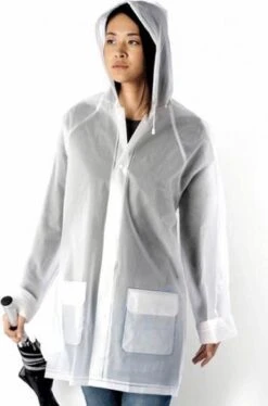 Merkloos Transparante Regenjas Met Capuchon