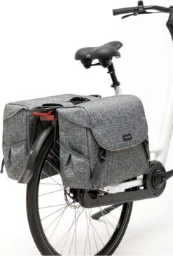 New Looxs Ivy Mondi Joy Dubbele Fietstas - 38 Liter - Walnoot Ivy Grijs/Groen -Fietswereld Verkoop 813x1200