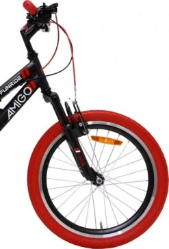 Amigo Fun Ride - Mountainbike 20 Inch - Voor Jongens En Meisjes - Met 7 Versnellingen - Zwart/Rood -Fietswereld Verkoop 815x1200