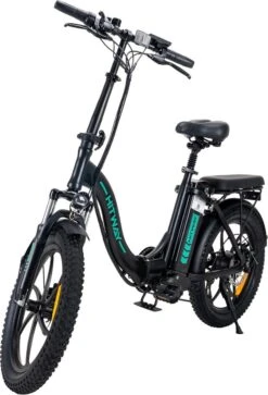 Hitway BK6 Elektrische Fiets | Opvouwbare E-bike | 20 Inch Fat Tire | 350W Motor | 10Ah | Zwart/Groen -Fietswereld Verkoop 817x1200