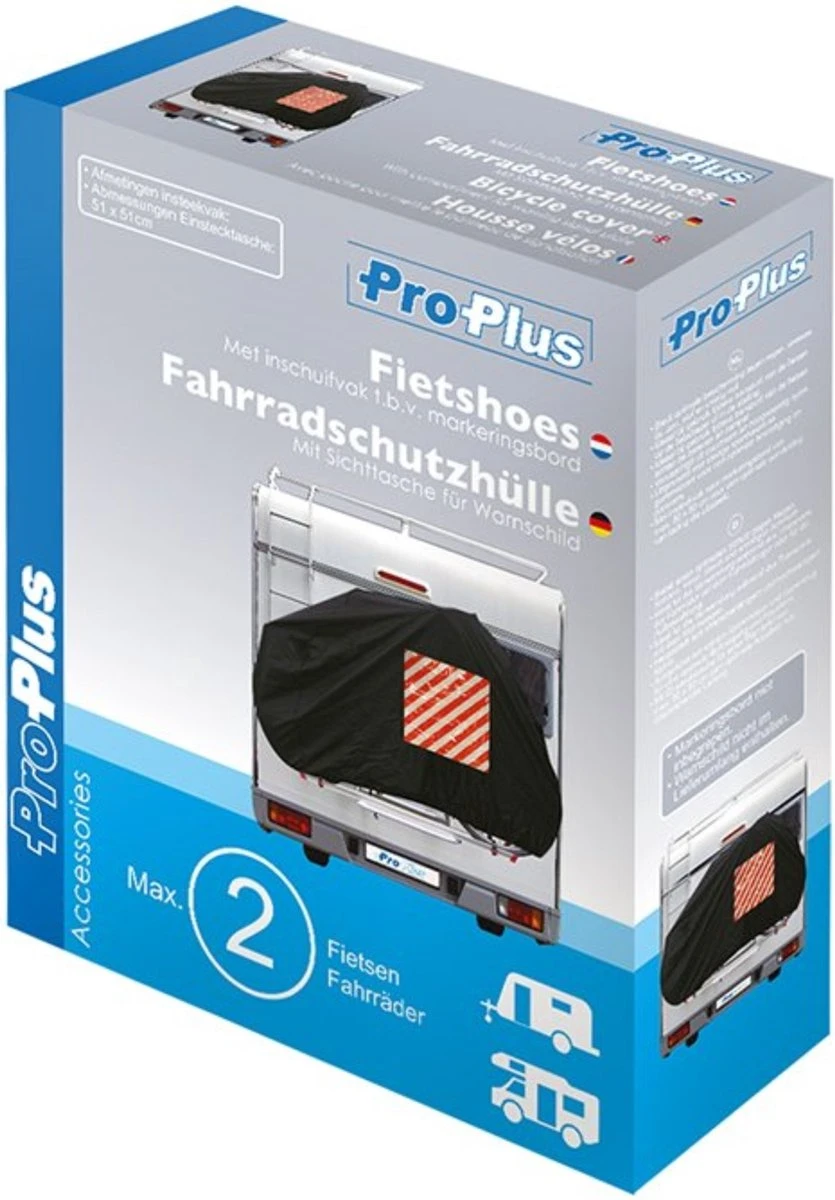 ProPlus Fietsbeschermhoes Voor 2 Fietsen Met Zichttas Voor Waarschuwingsbord Voor Caravans En Campers 8 ProPlus Fietsbeschermhoes Voor 2 Fietsen Met Zichttas Voor Waarschuwingsbord Voor Caravans En Campers - Afbeelding 6