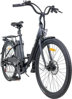 Myatu E-bike 26 Inch City Pedelec Voor Dames En Heren, Elektrische Fiets Met 12,5Ah Accu, 6 Versnellingen Shimano, Derailleur Versnellingen, Achter Motor 250 W-Zwart -Fietswereld Verkoop 871x1200