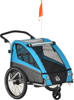 HOMCOM 3-in-1 Kinderaanhanger Jogger Fietskar Voor 2 Kinderen Aluminium 440-018 -Fietswereld Verkoop 883x1200 1
