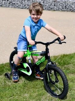 Volare Sportivo Kinderfiets - Jongens - 14 Inch - Neon Groen/Zwart - 95% Afgemonteerd -Fietswereld Verkoop 898x1200