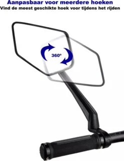 Beyond Gold - Fietsspiegel - Links - Reflectie Strip - E Step - Elektrische Fiets - Mountain Bike - Incl Grote Kijkhoek - Achteruitkijkspiegel - 360º Verstelbaar - Multifunctioneel - Incl Inbussleutel - Fiets Spiegel -Fietswereld Verkoop 927x1200 2