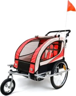 Fietskar Voor Kinderen - Met Buggyfunctie - En Schokbrekers - Rood -Fietswereld Verkoop 948x1200 2